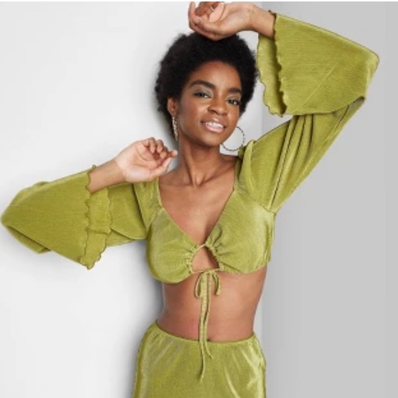 Bell Long Sleeve Blouse - Wild Fable&#8482; Green Apple L - Picture 1 of 4